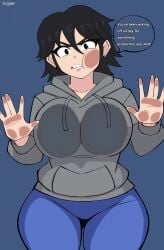 1girls against_glass against_surface against_wall alexia_(ryukman) big_breasts black_eyes black_hair breast_focus breast_press breasts breasts_against_glass breasts_focus busty curvaceous curvy curvy_female curvy_figure dialogue english_text female female_focus female_only front_view hands_against_glass hi_res high_resolution highres hoodie huge_breasts jacket large_breasts light-skinned_female light_skin looking_at_viewer medium_hair oc original original_character pov pov_eye_contact ryukman simple_background solo solo_female solo_focus speech_bubble tagme talking_to_viewer text thick_thighs thighs voluptuous voluptuous_female