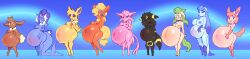 9girls anthro black_fur blue_fur brown_fur cyan_fur dark_type eevee eeveelution electric_type enjoying_pregnancy espeon fairy_type female_only fire_type flareon glaceon grass_type green_fur harem ice_type jolteon leafeon multiple_girls multiple_pregnancies normal_type pokemon pokemon_(species) pregnant pregnant_anthro pregnant_female psychic_type purple_fur red_fur umbreon vaporeon water_type yellow_fur