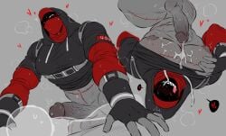 bara bara_tiddies bara_tits blush_lines bottomless bottomless_male cum cumming cumming_on_breasts cumming_on_self hearts_around_body hoodie hoodie_lift hoodie_only masked masked_male masked_men monster monster_boy monsterxmediator muscular muscular_male nauseaxe_404 sweat sweating sweaty sweaty_body veiny veiny_cock veiny_penis wdp66281167