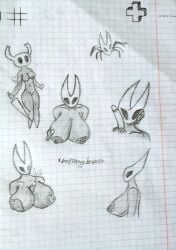 big_breasts breasts_bigger_than_head breasts_focus bust_portrait completely_nude cum female female_focus female_only hollow_knight hornet_(hollow_knight) non-mammal_breasts nude penis_on_face protagonist_(hollow_knight) self_upload senyadrawer titjob touching_breast touching_face traditional_media_(artwork)