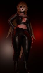 abs alternative_fashion black_lipstick black_nails buckle_straps buckles chain choker demonia demonia_boots demonias derpixon fluffy_hair futanari glowing_eye gothic gothic_girl leather_boots leather_choker leather_jacket leather_leggings leather_pants leather_tank_top long_hair long_nails metal miroslava_(morgundy) morgundy_(artist) robot robot_eye robot_girl robot_humanoid sharp_nails skynet spikes spiky_hair sunglasses terminator terminatrix wallet_chain