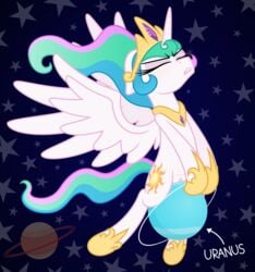 2015 alicorn equine female feral friendship_is_magic horn mammal masturbation my_little_pony planet princess_celestia_(mlp) pussy saturn solo uranus wings zutheskunk