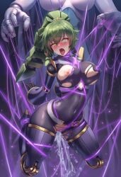 ai_generated self_upload nokani yu-gi-oh! duel_monster el_shaddoll_winda el_shaddoll_construct yuri 2girls female/female female femsub femdom controlled strings puppet_strings bondage bdsm restrained corruption bound_wrists bound_legs bound_arms bound wide-eyed half-closed_eye full-face_blush moaning tongue_out drooling saliva arched_back ahegao looking_pleasured forced_orgasm squirting female_ejaculation female_orgasm pussy_juice pussy_juice_drip excessive_pussy_juice corrupted pussy thick_thighs wide_hips skin_tight bodysuit torn_clothes nipples large_breasts big_breasts breasts nipple_tweak nipple_pull