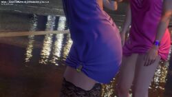 therealgabe grand_theft_auto grand_theft_auto_v unnamed_characters gta_prostitute purple_dress pink_dress 2girls mature_females ass rockstar_editor 3d 3dcg game_mod game_cg text fishnet_stockings posing raining prostitution ass_focus thigh_focus absurd_resolution high_resolution watermark source_request