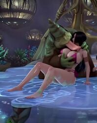 ai_generated alien amphibian animated animation big_breasts bikini black_hair boa_hancock boss_nass crossover female groped_from_behind gungan interspecies jabbaman58 licking long_hair male mp4 one_piece slime slimy star_wars tagme thick_thighs tongue tongue_kiss tongue_out video wet