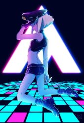 lio_fotia promare 1boy solo femboy_only 1femboy police_hat questionable suggestive clothing clothed fully_clothed minishorts slim_waist slim_male petite petite_body petite_male feminine_male blonde_hair thin femboy androgynous twink