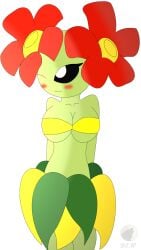 adorable anthro anthropomorphic bellossom bikini bikini_top cute dreameclipsewolf female female_only gamefreak leaf_skirt nintendo pokegal pokegirl pokegirl_as_pokemon pokemon pokemon_(species) pokemorph skirt watermark winking winking_female yellow_bikini_top