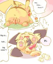 anthro blush brother_and_sister clitoris comic dayan duo female incest kemono male nintendo penis pichu pikachu pokemon pussy sibling translated video_games