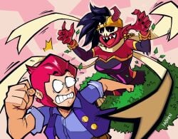 2025 alternate_version_available artist_request background big_breasts black_hair brawl_stars bush colt_(brawl_stars) curvy_figure demon demon_emz_(brawl_stars) demon_girl demon_horns duo emz_(brawl_stars) female light-skinned_male light_skin male male/female painted_nails red_body red_hair red_skin running sharp_teeth skull_head skull_mask straight succubus voluptuous_female