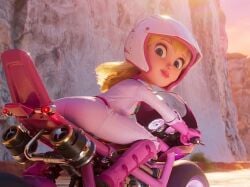 1girls 3d ass ass_focus ass_up bike biker_clothes biker_girl biker_gloves bikesuit blonde_female blonde_hair blue_eyes butt_ butt_focus clothing female female_only footwear fully_clothed handwear helmet huge_ass human illumination_entertainment lipstick looking_back mario_(series) mario_kart movie nintendo pale_skin ponytail princess_peach princess_peach_(aero) princess_peach_(movie) riding shoulders sitting sitting_down solo suit super_mario_bros. super_mario_bros._(2023_film) tagme tied_hair universal_pictures universal_studios video_game_character video_games