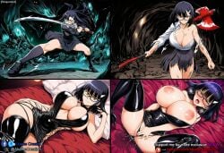 adapted ahegao ahegao_ai ai_generated akame_ga_kill akame_ga_kill! akame_ga_kill!_zero big_areola big_boobs big_breasts manga masturbation patreon pixiv_commission request scan womyn wu_ming wuming