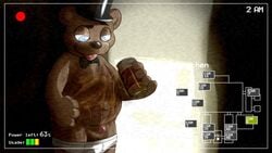 1boy balls border briefs clothing erection five_nights_at_freddy's food food_play freddy_(fnaf) hat hollo_nut honey looking_down male male_only messy partially_retracted_foreskin penis recording solo standing tongue tongue_out top_hat uncut underwear underwear_down