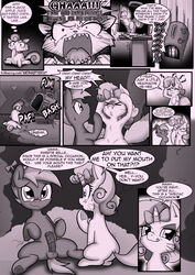 2015 angry anibaruthecat balls bow button_mash_(mlp) cage closed_eyes comic dialogue earth_pony english_text equine feline female feral friendship_is_magic hair hooves horse licking male mammal my_little_pony opalescence_(mlp) open_mouth penis pony propeller_hat sharp_teeth sitting straight sweat sweetie_belle_(mlp) teeth text tongue tongue_out whiskers young