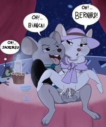 anthro bernard_(the_rescuers) creampie cum cum_in_pussy cum_inside dialogue disney duo_focus female fur furry group male mammal maychin miss_bianca mouse penetration penis pussy reptile rodent scalie sex straight testicles the_rescuers vaginal_penetration