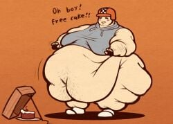 belly buttersita cake die_of_death die_of_death_(roblox) fat fat_ass fat_male grey_shirt helmet hotdog_(die_of_death) huge_ass male male_only moobs no_underwear obese obese_male overweight overweight_male pale-skinned_male pale_skin roblox roblox_game simple_background solo solo_focus solo_male