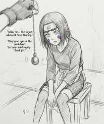 ai_assisted hypnosis hypnotized mind_control naruto_(series) naruto_shippuden nohara_rin pendulum sitting_on_chair trance
