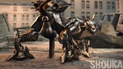 3d_(artwork) absurd_res all_fours anus balls black_balls black_penis building butt city creepy cybertronian digital_media_(artwork) feral genitals hasbro hi_res knot knotted_penis long_penis looking_at_viewer looking_back machine male on_model outside penis pointy_ears presenting presenting_anus prick_ears puffy_anus quadruped ravage rear_view robot robot_feral rubble sharp_teeth shoukaart solo source_filmmaker_(artwork) sunset tail takara_tomy teeth transformers watermark