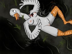 anatid anseriform anserine anthro arrow_(weapon) arrowed avian bird blood bodily_fluids corpse death female female_death goose heartshot ranged_weapon snuff solo thefurrykiller tongue tongue_out weapon