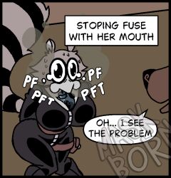 1girls 2025 big_tail bomb breasts comic_panel diegutan female female_only oc original_character raccoon raccoon_girl tail thighs uva_the_raccoon