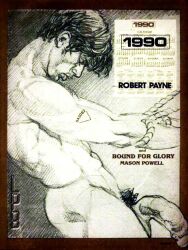 1990 calendar_(medium) dated gay harry_bush male male_only monochrome original tagme traditional_media yaoi