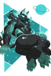 3_heads 5_fingers abs anthro ass_up athletic athletic_male barazoku black_body bodily_fluids butt butt_grab canid canid_demon canine cerberus_(fortnite) demon dominant dominant_male enjoying epic_games fingers fire fortnite genitals glowing glowing_body glowing_eyes green_body hand_on_butt hands_on_legs hellhound living_tail male mammal multi_head muscular muscular_male mythological_canine mythological_creature mythology paws pecs reflection reptile scalie showing_off_butt simple_background snake snake_tail solo star sundaymutt sweat tail unusual_anatomy unusual_tail