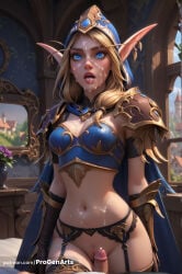 facial hetero cum pointy_ears 1boy armor penis uncensored blue_eyes blonde_hair cum_on_body elf breasts navel pubic_hair shoulder_armor garter_belt hood cum_on_stomach bikini_armor cum_on_breasts fingerless_gloves patreon_username solo_focus pauldrons gloves thighhighs female_pubic_hair looking_at_viewer hood_up long_hair blue_cape cum_on_clothes hooded_cape window cape open_mouth medium_breasts pussy indoors runny_makeup artist_name flower earrings pov web_address progenarts hi_res ai_generated warcraft warcraft_3 world_of_warcraft sylvanas_windrunner 1girls female 1boy1girl