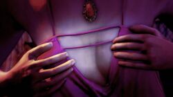 3d 3dcg braless breasts_focus cleavage closeup edited_screencap femsub grand_theft_auto grand_theft_auto_online grand_theft_auto_v gta_prostitute holding_breasts large_breasts low_resolution lowres necklace no_bra pink_dress prostitute prostitution remyras rockstar_editor unnamed_character