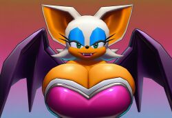 1girls 2026 3d 3d_model 3d_render accurate_art_style barely_contained barely_contained_breasts bat bat_girl bat_wings big_breasts breast_focus breasts eyelashes female female_focus female_only gigantic_breasts green_eyes huge_breasts large_breasts looking_at_viewer low_poly make_up makeup massive_breasts rouge_the_bat sega sharp_teeth shiny_breasts shiny_skin smile smiling smiling_at_viewer sonic_(series) sonic_the_hedgehog_(series) vulkyasha white_hair white_skin white_skinned_female
