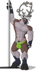 1boy abs alpha_channel anthro antlers balls big_penis briefs brown_fur bulge cervine clothing erection fur hooves horn humanoid_penis male male_only mammal mnty mnty_(character) muscles penis reindeer smile solo underwear