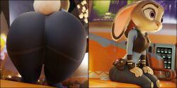 1girls 3d ass butt_crush buttcrush female female_only full_color fully_clothed furry giantess hands_on_thighs judy_hopps knee_pads lagomorph no_penetration no_sex pants purple_eyes rabbit_tail sitting slim_waist solo solo_female surprised surprised_expression tail text tight_clothing worsesfm zootopia