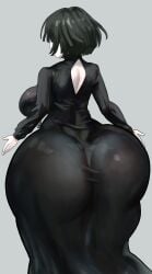 2d 2d_(artwork) ass ass_body black_dress black_hair breasts female fubuki_(one-punch_man) hair huge_ass long_dress noblood one-punch_man rear_view ryandomonica short_hair tagme uncensored