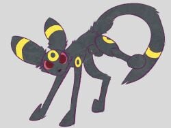 animal_genitalia balls eeveelution generation_2_pokemon genitals hi_res looking_at_viewer male male_only nintendo pokemon pokemon_(species) pokemon_only presenting sheath simple_background soft_bugg_(artist) solo spread_legs spreading umbreon