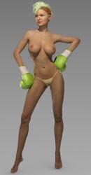 1girls 3d 3d_(artwork) blonde_hair boxing boxing_gloves cb1964 female female_only gloves light_green_boxing_gloves light_green_gloves original original_character panties side_shave solo tagme topless topless_female yellow_panties