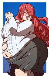 axel-rosered bbw belly_overhang big_belly big_female blush chubby chubby_female double_chin embarrassed fat fat_ass fat_female fat_fetish fat_girl fat_woman fatty large_female mitsuru_kirijo obese obese_female overweight overweight_female persona persona_3 pig plump pork_chop red_hair thick_thighs tight_clothes tight_clothing tight_fit tubby weight_gain