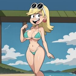 1girls 2d_(artwork) ai_generated big_breasts cats62 leni_loud solo_female swimsuit tagme teenager teeth the_loud_house