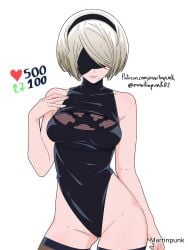 1girls 2d 2d_(artwork) 2d_artwork adult adult_female black_hairband black_legwear black_leotard black_stockings black_thigh_highs black_thighhighs black_topwear blindfold blindfolded blindfolded_female breasts collarbone curvaceous curvaceous_body curvaceous_female curvaceous_figure curvaceous_hips curvy curvy_body curvy_female curvy_figure curvy_hips digital digital_art digital_drawing digital_drawing_(artwork) digital_media digital_media_(artwork) elbows female female_focus female_only fingernails fingers groin hairband hand_on_chest hand_on_own_chest high_resolution highres hourglass_figure inguinal_crease inguinal_ligament lean_figure legwear leotard martinpunk mature mature_female medium_breasts mole mole_under_mouth narrow_waist nier nier:_automata posing posing_for_the_viewer short_hair shoulders simple_background slender_body slender_waist slim_waist solo standing stockings thick_thighs thigh_gap thigh_highs thighhighs thighs topwear upper_body white-haired_female white_background white_hair wide_hips yorha_2b