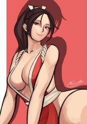 brow_hair fatal_fury kawaishi666_(artist) king_of_fighters mai_shiranui ponytail smile snk