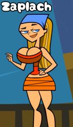 1girls accurate_art_style alternate_breast_size blue_eyes cartoon_network cleavage crop_top facing_viewer female female_only large_breasts lindsay_(tdi) looking_at_viewer narrow_waist overflowing_breasts total_drama_island zaplach