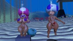 1boy 1girls 3d 3d_(artwork) barefoot big_breasts big_penis big_thighs bondage breasts cement_shoes curvy drowning duo female/male light-skinned_female light-skinned_male light_skin male/female mario_(series) mushroom mushroom_girl mushroom_humanoid naked nintendo nipples nude penis peril pigtails source_filmmaker tailscookie thick thick_hips thick_thighs thighs toad_(mario) toadette underwater wide_hips