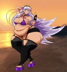 bb_(fate) bbw beach big_belly chubby fat fat_folds fate_(series) genpis_chong thick_thighs wide_hips