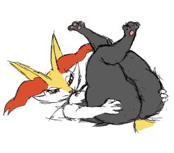 2022 anthro anus ass bedroom_eyes big_butt biped black_body braixen breasts canid canine cheek_tuft digitigrade eyelashes facial_tuft female ferretidk fisherneph fox fur generation_6_pokemon hand_on_butt hi_res hindpaw huge_butt huge_hips huge_thighs inner_ear_fluff ivovvovi legs_up looking_at_viewer lying mammal multicolored_body multicolored_fur narrowed_eyes nintendo nipples nude on_back orange_body orange_eyes orange_fur pawpads paws pink_nipples pokemon pokemon_(species) presenting presenting_anus presenting_hindquarters seductive simple_background small_breasts solo spread_butt spreading tail thick_thighs tuft weirdduelist white_background white_body white_fur wide_hips yellow_body yellow_fur