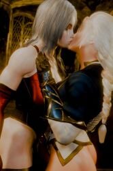 1futa 1girls 3d blizzard_entertainment blonde_hair brynhildr93 futanari human human_(world_of_warcraft) jaina_proudmoore kissing light-skinned_female light-skinned_futanari light_skin multicolored_hair sally_whitemane warcraft white_hair world_of_warcraft