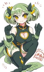 2024 5_fingers :3 adapted_costume alternate_breast_size alternate_costume blush chinese_clothes chinese_new_year cleavage cleavage_cutout color crouching crouching_female dark_green_dress dark_green_gloves dragon_girl dragon_maid dragon_tail dragonmaid_series_(yu-gi-oh!) dress eyebrows eyebrows_visible_through_hair eyelashes female female_focus female_only gloves green_dress green_gloves green_hair green_stockings hands jewel kitchen_dragonmaid large_breasts large_eyes light-skinned_female light_skin long_gloves looking_at_viewer looped_braids monster_girl mouth_closed no_background on_one_knee owo parlor_dragonmaid ribbon ribbon_around_thigh short_hair shoulders sleeveless sleeveless_dress smile solo solo_female solo_focus stockings thick_eyelashes thin_eyebrows twintails wbsbism white_background year_of_the_dragon yellow_eyes yu-gi-oh!