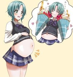 2024 akane_(pixiv) big_belly bloated_belly d4dj hanamaki_towa overeating stuffed_belly stuffing tagme