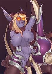 athletic athletic_female big_breasts blizzard_entertainment blonde_hair blue_skin forsaken r3dstar sylvanas_windrunner undead undead_(warcraft) warcraft world_of_warcraft