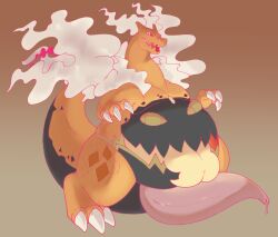 absurd_res anthro belly belly_mouth big_belly big_penis big_tongue black_body bodily_fluids brady(sleepy_brady) charizard dragon dusknoir fire front_view generation_1_pokemon generation_4_pokemon generation_8_pokemon genital_fluids genitals gigantamax_charizard gigantamax_pokemon hi_res huge_cock hybrid jiggling_butt licking looking_at_viewer male male_only multicolored_body mythological_creature mythological_scalie mythology nintendo orange_body overweight overweight_anthro overweight_male penis pokemon pokemon_(species) precum rear_view saliva saliva_on_tongue scalie self_lick semi-anthro smile smiling_at_viewer smirk smirking_at_viewer solo tongue two_tone_body white_fire wings xeniyy