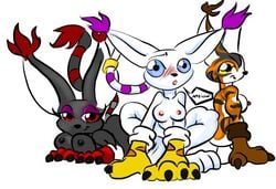 blackgatomon blacktailmon breasts color digimon female female_only furry gatomon lowres mikemon multiple_females purple_fur tailmon