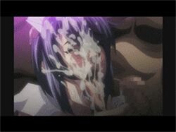 ahe_gao ahegao animated cum cum_on_face cum_on_tongue facial gif kangoku_senkan maid mind_control murakami_teruaki open_mouth purple_hair rape short_hair