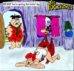 ass dino dinosaur female fred_flintstone grabbing_ass hanna-barbera human male sex straight the_flintstones top-down_bottom-up wilma_flintstone zoophilia