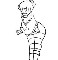 1girls 2d 5_fingers aged_up ass ass_out big_ass big_breasts black_and_white chara dinomite_(artist) feet female female_only hairless_pussy half-dressed human human_female human_only rosy_cheeks simple_background sketch smile smirk solo thick_thighs thighhighs undertale undertale_(series) white_background